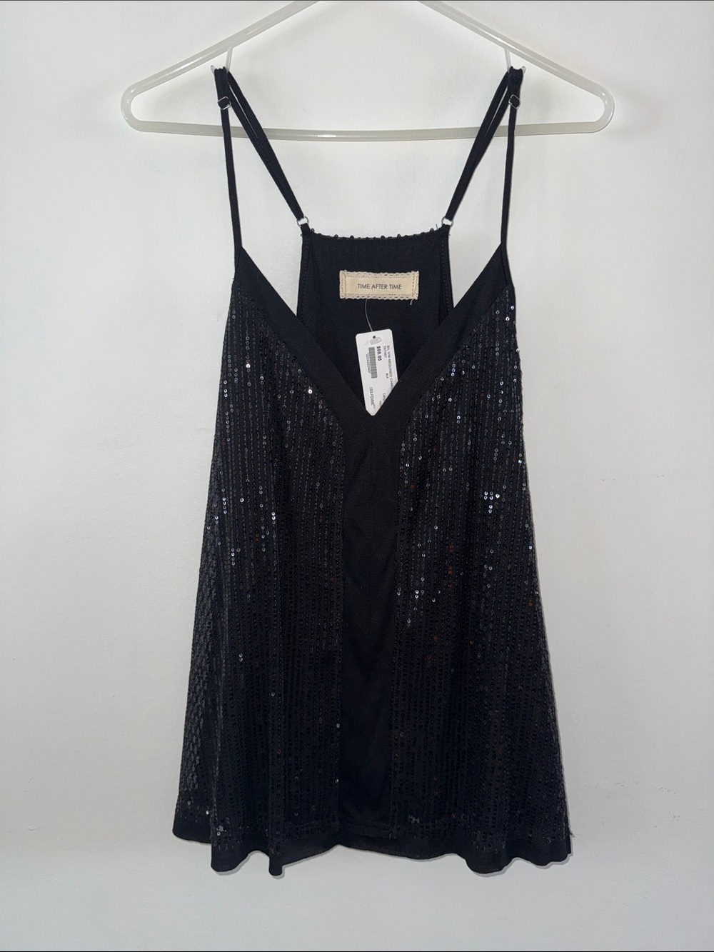NWT Time After Time Black Sequined Camisole Top